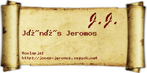 Jónás Jeromos névjegykártya